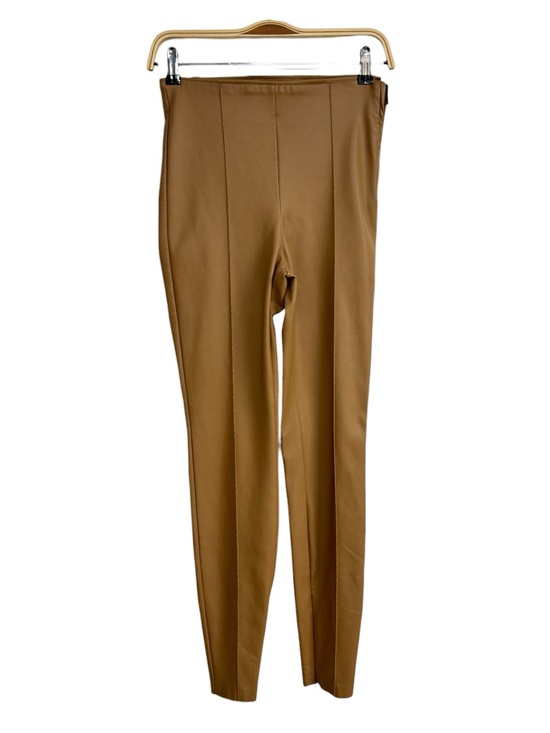 Zara Pants - ZARA Camel Faux Leather Leggings Pants Mid Waist Slim Stretch Women Small Size S